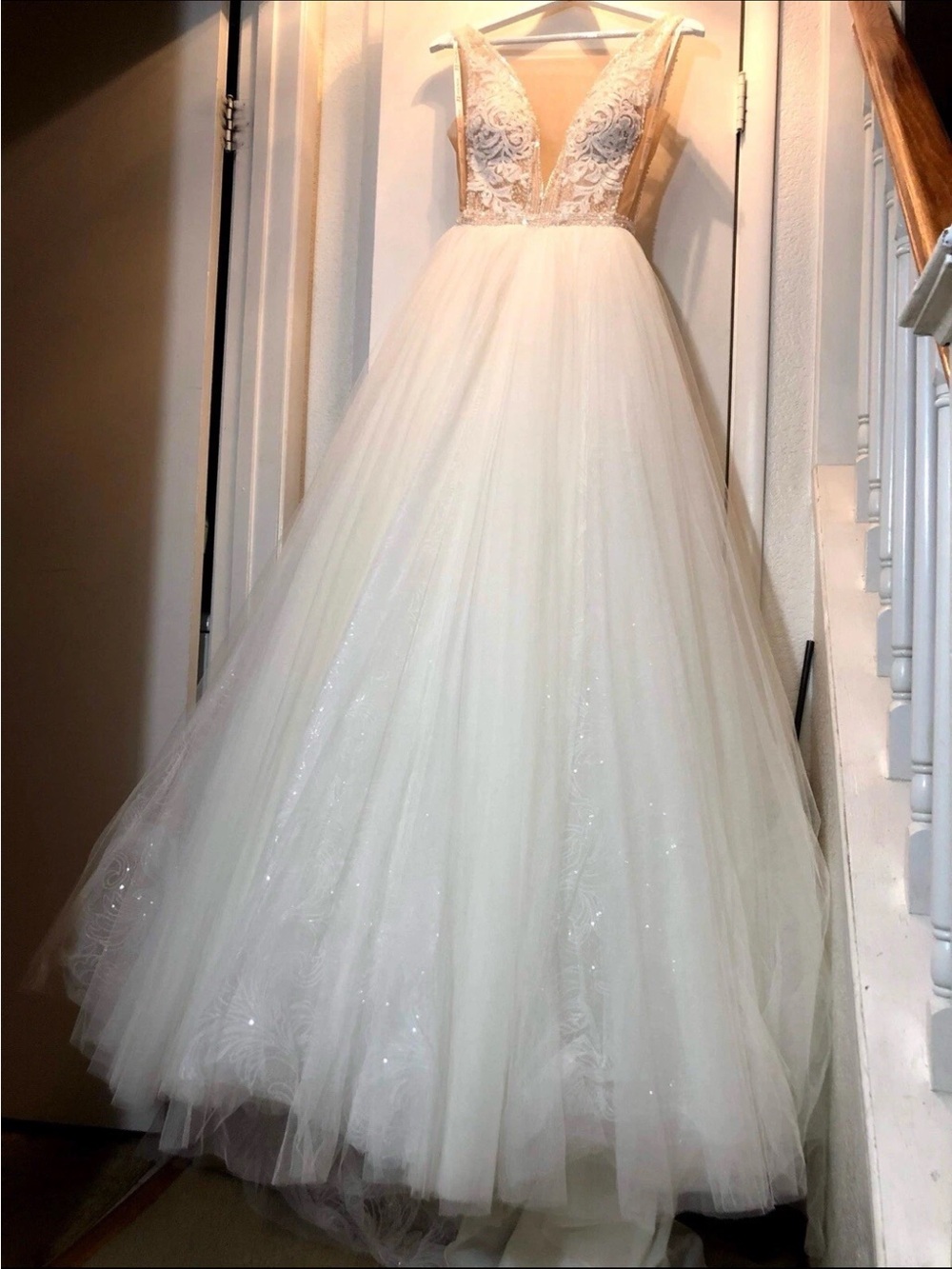 MillaNova Ivory Ball Gown Wedding Dress with Lace Bodice